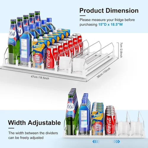 Vista 4 de Dayacoco Organizador de bebidas, dispensador de bebidas de refrescos para refrigerador, organizador de bebidas para nevera, 12 onzas, 16 onzas, 20