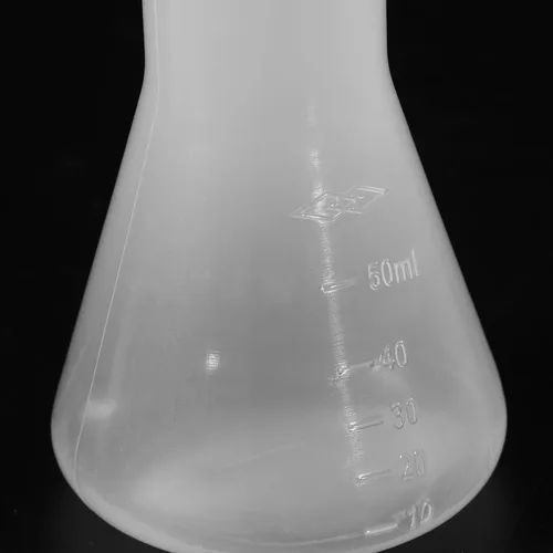 Vista 5 de PATIKIL Erlenmeyer - Frasco de plástico de 1.7 fl oz con tapas de rosca, paquete de 2 frascos cónicos de boca estrecha para laboratorio, transparente