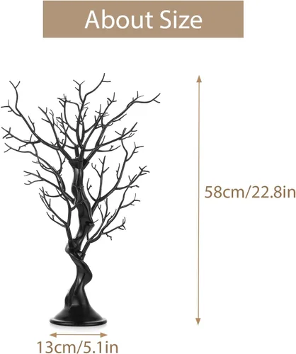Vista 4 de Sziqiqi Árbol artificial pequeño para centro de mesa, árboles falsos negros de 1.9 pies, árbol sintético para fiesta, cumpleaños, jardín, hogar