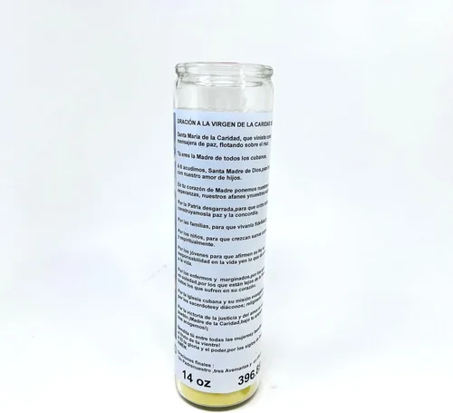 Vista 5 de Virgen de la caridad del cobre veladora de rezo sin fragancia 14 oz vaso grande una pieza vela de oración de una pieza 14 oz de vidrio alto oración