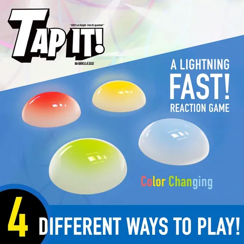 Vista 2 de Fotorama Tap It - Juego de luz de reacción inalámbrica, juego de 4 juegos en un solo toque, construye agilidad y memoria de coordinación mano-ojo