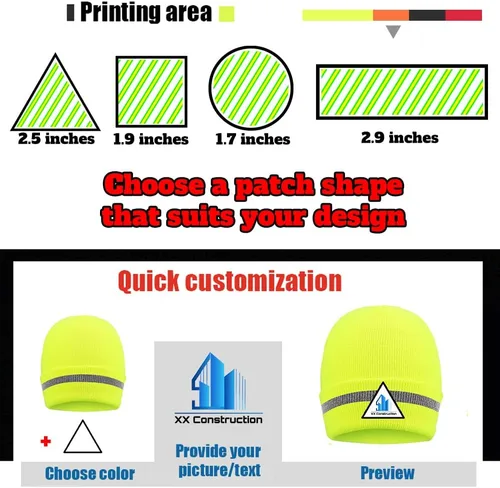 Vista 2 de Hi Vis - Gorro de seguridad para personalizar tu logotipo, gorro de punto de invierno con tiras reflectantes unisex