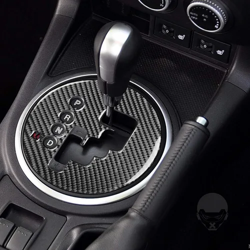 Vista 2 de Caja de engranajes de consola central de fibra de carbono real, palanca, panel de transmisión, calcomanía decorativa para el interior del automóvil