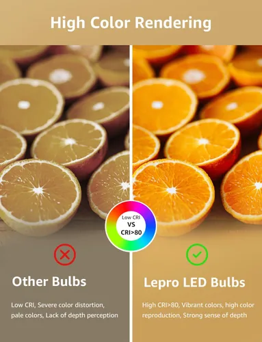 Vista 7 de Lepro - Bombillas LED regulables de 60 W equivalentes, 9.5 W, 800 lm, luz blanca cálida suave de 2700 K, base media estándar A19 E26, certificadas