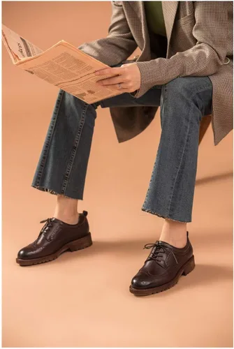 Vista 5 de Beau Today - Zapatos de piel Oxford con cordones para mujer