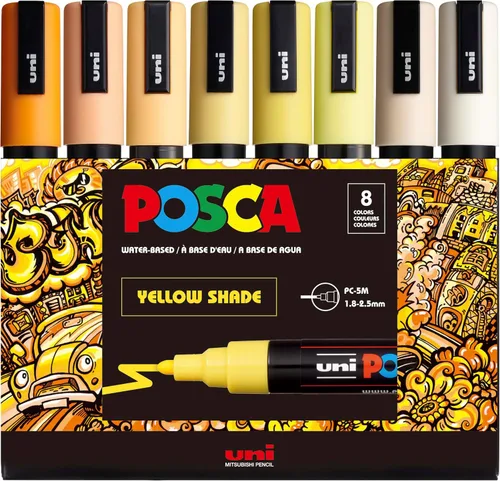 Vista 8 de Posca PC-5M Rotuladores de Pintura a Base de Agua, Punta Media Reversible (1.8-2.5mm), Tono Fresco, Pack de 8 Tip size 1.8–2.5 mm, Water-Based