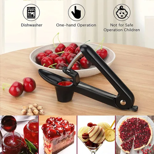 Vista 4 de Cherry Pitter - Herramienta de descorazonador de aceitunas y cerezas de alta resistencia con diseño de bloqueo que ahorra espacio, herramienta