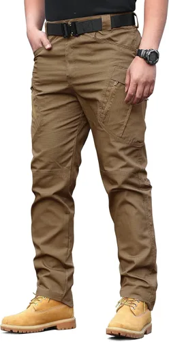 Vista 2 de solo soplo Men's Work Tactical Pants Water Repellent Lightweight Cargo Trousers Casual
