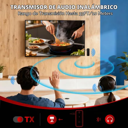 Vista 7 de Adaptador Bluetooth auxiliar portátil de 0.138 in de dientes azules adaptador auxiliar para coche 2 en 1 transmisor receptor inalámbrico Bluetooth