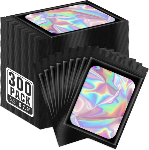 Vista 35 de ANZNKU 300 bolsas holográficas de Mylar resellables, bolsas resellables de 4x6 pulgadas para pequeñas empresas, bolsa de kit para resaca a prueba