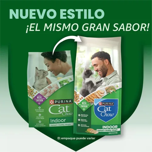 Vista 2 de Purina Cat Chow Comida seca para gatos de interior con peso saludable y control de bolas de pelo con pollo - (Paquete de 4) Bolsas de 3.15 lb