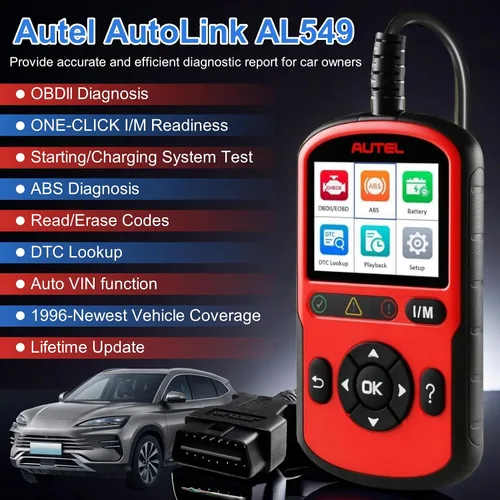 Vista 2 de Autel AL549 OBD2 - Lector de código de escáner con diagnóstico ABS y prueba de batería, código de falla del motor de verificación y reinicio