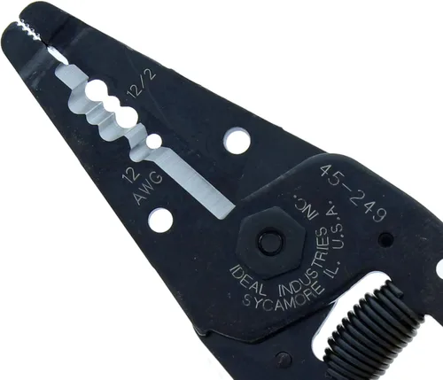 Vista 5 de IDEAL Electrical 45-249 12/2 NM T-Stripper - 2/12 AWG, pelacables con agujeros de bucle, nariz de alicate, apertura automática con resorte