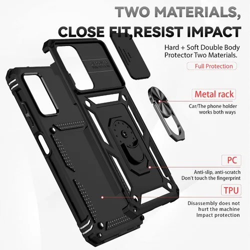 Vista 5 de Funda para Galaxy A03S, con protectores de pantalla y funda para cámara, [grado militar] de 16 pies. Funda a prueba de caídas con soporte magnético