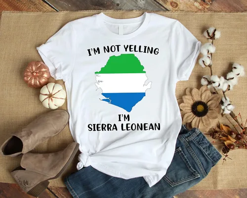 Vista 3 de Funny Sierra Leone Pride T-Shirt, I'm Not Yelling I'm Sierra Leonean Shirt, Gift Idea for Sierra Leonean Men and Women Featuring the Country Map and
