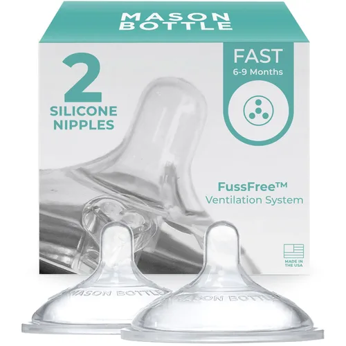 Vista 10 de Mason Bottle Tetinas de flujo medio (3 a 6 meses) – Tetinas de silicona para biberón, se adaptan a cualquier tarro Mason de boca regular