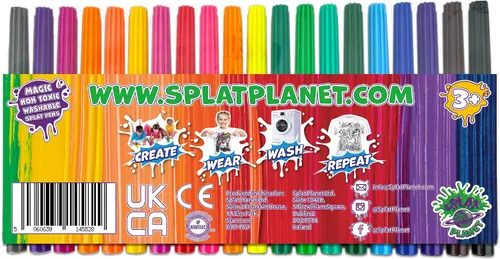 Vista 3 de Splat Planet Paquete de parachoques mágicos bolígrafos de tela, 20 bolígrafos no tóxicos lavables para colorear tus propias camisetas.