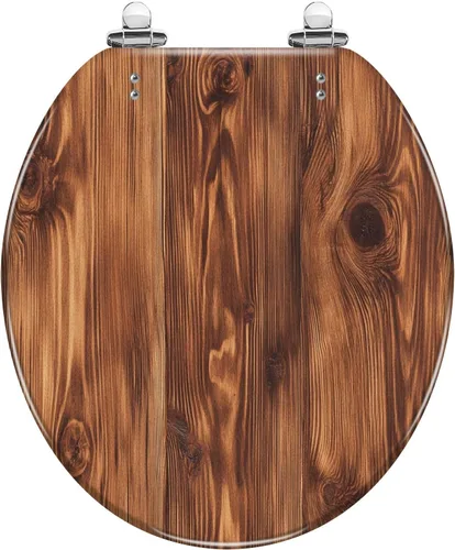 Vista 11 de Asiento de inodoro redondo, tablón de madera envejecida, aspecto de madera sintética, tabla de madera envejecida, asiento de inodoro de resina