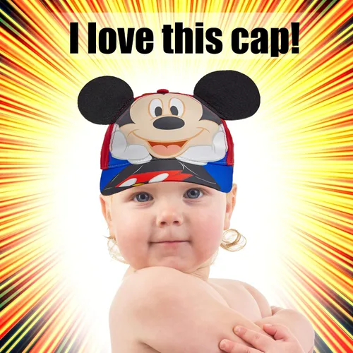 Vista 3 de Disney Gorra de béisbol de algodón Mickey Mouse para niños de 12 a 24 meses y 2 a 4 años color rojo y azul