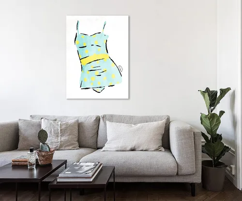 Vista 3 de Jaxson Rea "Vintage Swimsuit 1" Gallery Wrapped Canvas by Onrei, 12" x 16