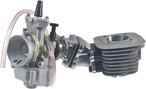 Vista 2 de Kit de carburador Dio con válvula de rejilla PWK24 para moto con motor de 48 cc, 66 cc, 80 cc (Adaptador negro) Actualización completa de admisión