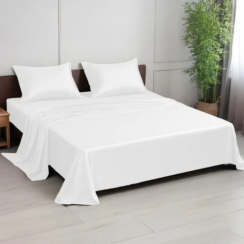 Vista 12 de Linenwalas Juego de sábanas de alta calidad 100% viscosa derivada de bambú, ultra suave, transpirable y refrescante, ideal para personas que duermen