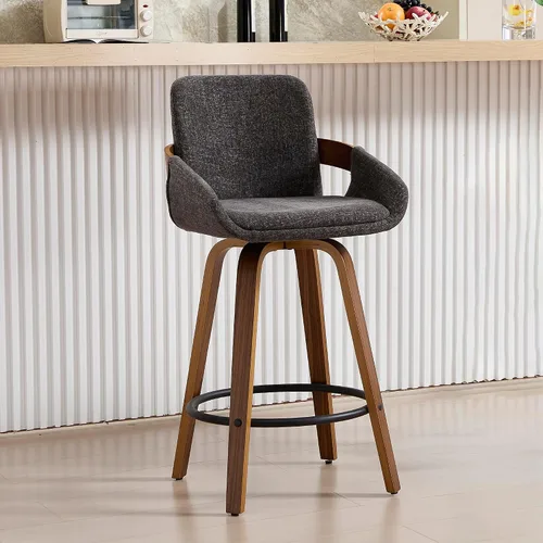 Vista 10 de VipDesk - Taburetes de bar giratorios, taburetes de bar de 26" de altura de mostrador con respaldo y brazos, sillas de bar tapizadas modernas