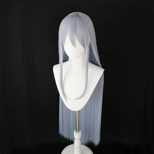 Vista 4 de Xingwang Queen Yoisaki Kanade - Peluca de cosplay larga y recta gris para mujeres y niñas