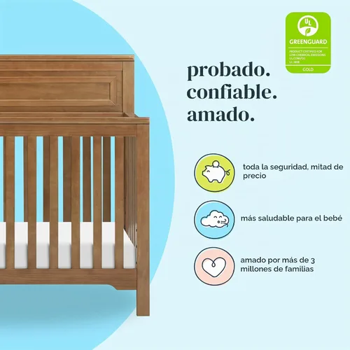 Vista 8 de DaVinci Cuna convertible 4 en 1 de otoño en castaño, certificado Greenguard Gold