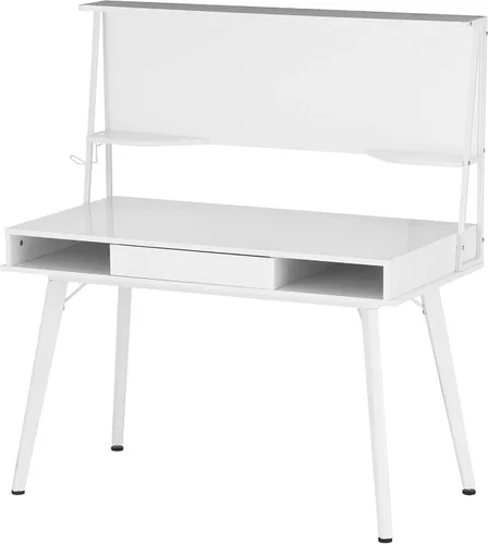 Vista 11 de Techni Mobili Escritorio para computadora de estudio con almacenamiento y pizarra blanca magnética de borrado en seco, color blanco