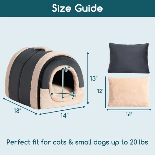 Vista 3 de Hollypet Cueva de cama para gatos de interior para mascotas de hasta 20 Cueva Arqueada Gris Oscuro