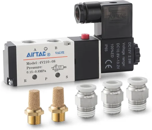 Vista 9 de Válvula solenoide AirTAC Airvexalon DC12V 4V410-15 1/2"PT neumática de aire, 2 posiciones, 5 vías, eléctrica de bobina simple operada por piloto