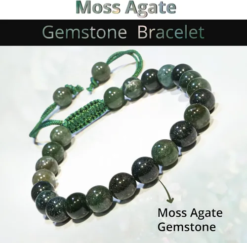 Vista 197 de Adjustable Crystal Bracelet – Gemstone Bead Bracelet with Adjustable Macrame String – Chic Gemstone Bracelet for Men and Women – 8mm Round Healing