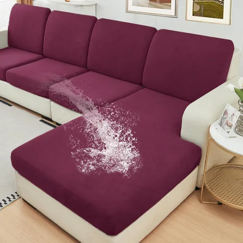 Vista 42 de NAISI Fundas de cojín impermeables de tela de terciopelo grueso lavable, 1 pieza, fundas individuales para sofá modular con parte inferior elástica