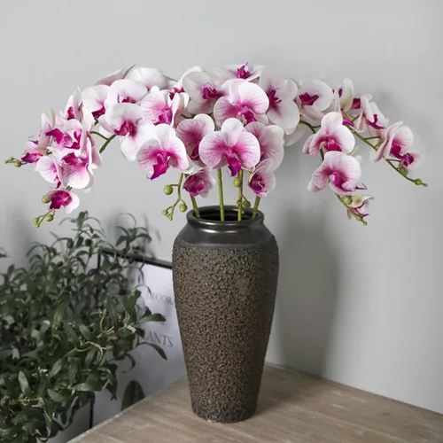 Vista 4 de HinyoCo 6 piezas de orquídeas artificiales Phalaenopsis flores artificiales de tallo de 32 pulgadas para decoración del hogar y boda