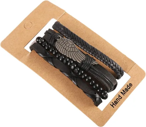 Vista 4 de Joddfly Pulseras hombres mujeres mezcla 4 pulseras de cuero