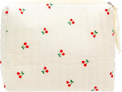 Vista 30 de PAZIMIIK - Bolsa de maquillaje de algodón para mujer, grande, acolchada para viaje, Rosa (Bow Pink), Vintage