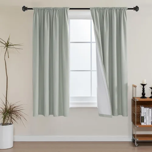 Vista 28 de H.VERSAILTEX Cortinas 100% de opacidad para cocina, con aislamiento térmico, cortinas opacas completas con forro blanco, cortinas de eficiencia