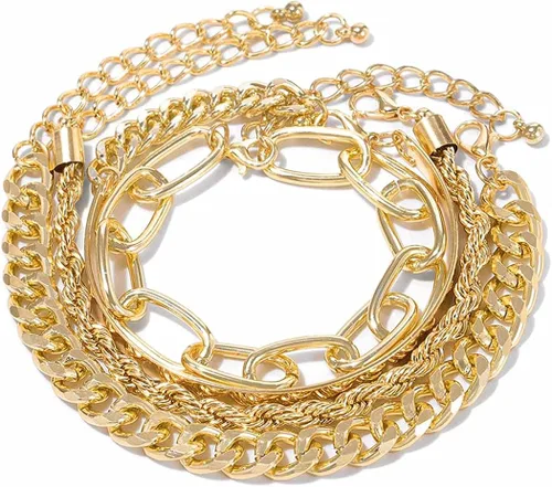 Vista 3 de Zeelina Pulsera de gargantilla chapada en oro con clip de cadena apilable ajustable para mujeres y niñas