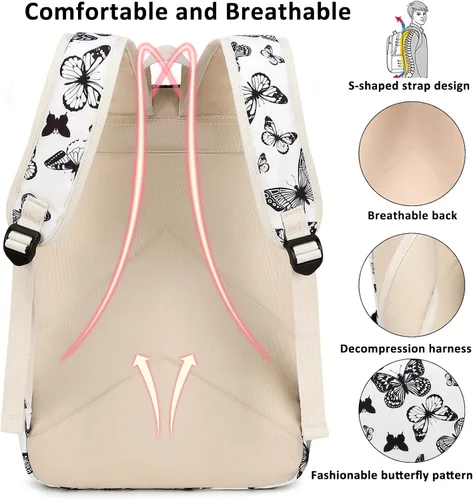 Vista 15 de Joyfulife Mochilas para niñas, mochilas para niños, mochilas para adolescentes, mochila para estudiantes escolares con lonchera, bolsas para lápices