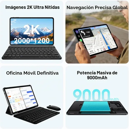 Vista 3 de Tableta Blackview Android con teclado, tableta grande de 12 pulgadas, tabletas computadora con Gemini AI, lápiz, 24GB+128GB/2TB, pantalla 2K FHD+