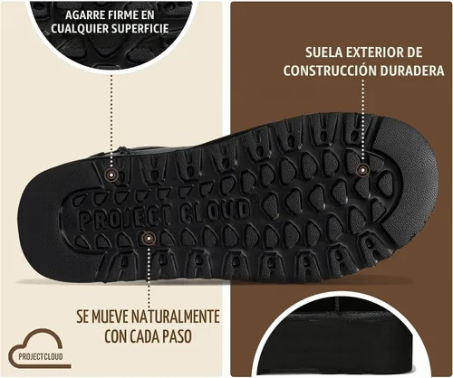 Vista 5 de Project Cloud Botines de cuero 100% genuino para mujer botas de plataforma Negro