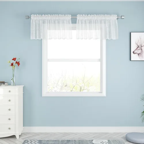 Vista 42 de UPOPO Paneles de Cortina Beige Pequeños Cortinas Transparentes de Gasa de 16 Pulgadas de Largo Cortinas de Cocina de Voile con Textura de Lino