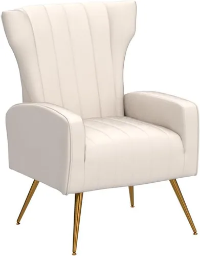 Vista 5 de Container Furniture Direct Silla moderna de terciopelo con diseño capitoné para dormitorio, oficina o sala de estar con elegantes patas de metal