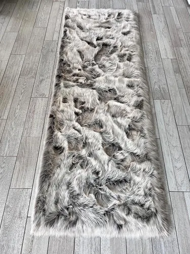 Vista 45 de LAMBZY Elegante y sofisticada alfombra rectangular de piel de oveja (beige, 2 x 3 pies)
