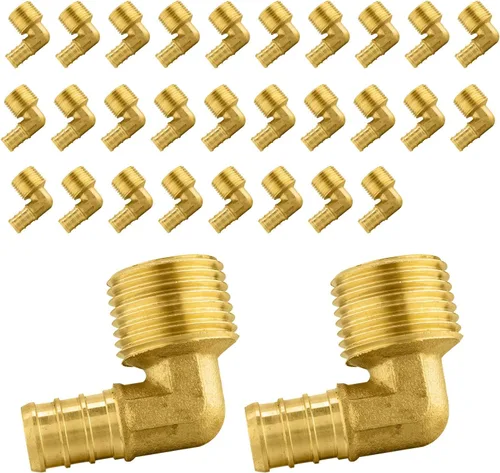 Vista 10 de Paquete de 5 accesorios PEX, adaptador de codo NPT roscado macho de 1/2" PEX x 1/2", ASTM F1807