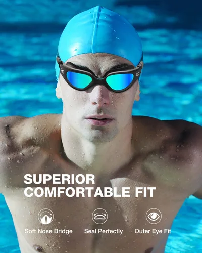 Vista 4 de ZIONOR G1 Lite - Gafas de natación polarizadas con 3 pares de tapones para los oídos, gafas de natación con protección UV antivaho para adultos