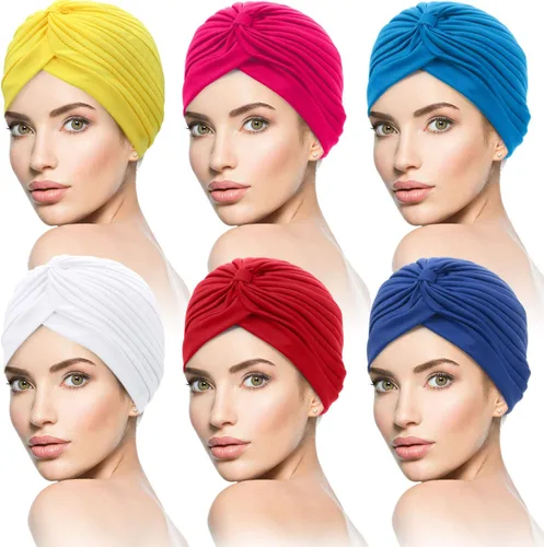 Vista 7 de 6 turbantes para mujer suave turbante plisado