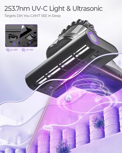 Vista 3 de Mayking Aspirador de colchón con UV-C para limpieza profunda de cama Morado