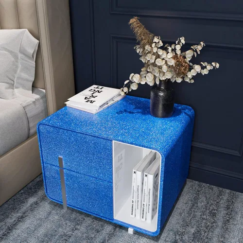 Vista 3 de VEELIKE Papel tapiz con purpurina azul para pegar y despegar, papel de contacto con purpurina para armarios, cajones, decoración de pared, 15.7 x